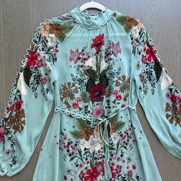 Farm Rio Blue Beauty Bouquet Long Sleeve Maxi Dress Floral - with tags - XXS - Picture 5 of 9